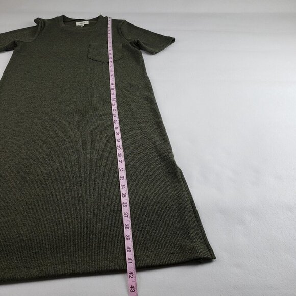 Madewell Pocket Tee Midi Dress Womens Small Green Ribbed Short Sleeve Casual - Picture 13 of 15
